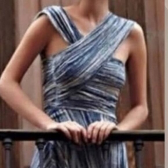 Plenty Tracy Reese Jersey Dress Sleeveless Blue Striped Anthropologie Size L NWT - Picture 9 of 9